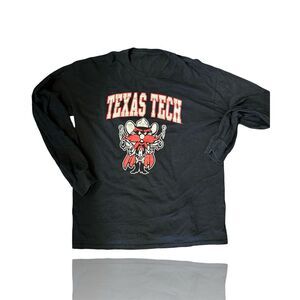 Texas Tech Red Raiders Men's Long Sleeve Black Graphic Vintage Tee: Guns Up